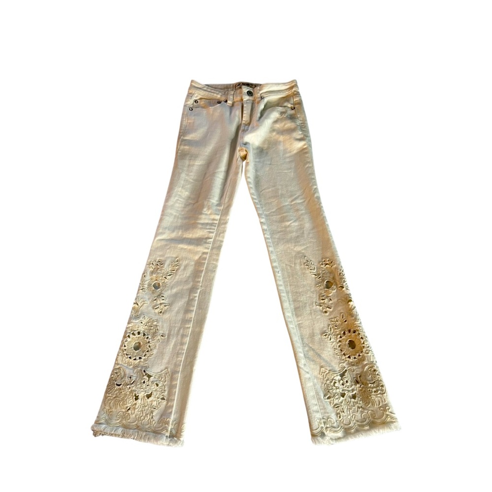 Free People Embroidery White Jeans Size 24